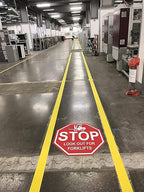 "Stop Look Out for Forklifts"- Laminated Vinyl Floor Sign by Graphical Warehouse - 5S Safety and Security Signage, Visual Communication Tool (30")