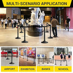 10 ft Crowd Control Stanchion Set, Crowd Control Barrier, Stanchions with Retractable Belts & Base, Retractable Stanchions, Queue Management Stanchion (6 Pack) (Black)