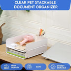 Letter Tray, Set of 2 Office Organization and Storage, PET Letter Tray Desk Organizer, Stackable Document Organizer for Notes, Pens, File Paper, Desk, White