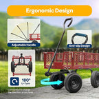 VIVOHOME Heavy Duty 880 Lbs Capacity Mesh Steel Garden Cart Folding Utility Wagon with Removable Sides and 4.10/3.50-4" Wheels 10 inch Tire(Red)