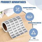 1-2000 Inventory Stickers, Waterproof Self-Adhesive Vinyl Number Stickers, Number Labels for Storage, Organization, Classroom, Indoor & Outdoor Use(0.39 x 0.78 Inch)