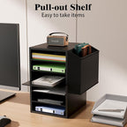 Literature Organization Paper Storage Slot, Office Desk File Organizer, Desktop Wood Mailbox For Teacher Classroom, 6 Tier Adjustable Countertop Mail Sorter, Mailboxes With Name Slots, Black