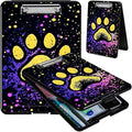 Clipboard with Storage, Hard Letter A4 Size Clip Board with Pen Holder & Paper Organizer, Heavy Duty Portable Writing Pad for Nurses Students Teachers Office Jobsite Contractor, Dog Paw