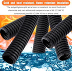 Sasylvia 3/8" X 500 ft Split Wire Loom Cord Protector Tubing Split Conduit Protector Tubing Convoluted Tube Flexible Electrical Wire Cover Protective Sleeves(Black)