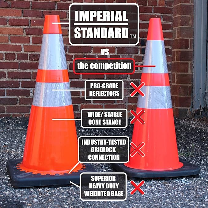 Traffic Cones - Safety Cones - 36" Green Cones with 2 Reflective Collars - Construction Cones - Road Cones - Parking Cones - Street Cone (16 pack)