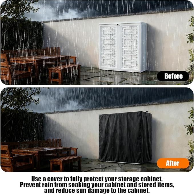 Kasla Storage Cabinet Cover, Outdoor Chest Storage Waterproof Cover, Weatherproof Cabinets Covers for Kitchen Patio Garden Backyard - 54"Lx21"Wx36"H
