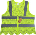 Lace-Mesh Safety Vest for Women & Men - Breathable, High Visibility Vest with Zipper & ANSI Class 2 Reflective Strips