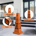 26.5" Caution Cones, 4-Sided Visible Safety Signs with Heavy Rubber Base, Warning for Slip & Fall Prevention, Indoor/Outdoor Use (4, Do Not Enter-Orange, 26.5 inch)