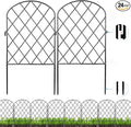 Decorative Garden Fence 24 Pack,24 Ft (L) X 24 in (H) Black Mesh Rustproof Metal Fence, Animal Barrier Fence for Small Dog, Border Folding Patio Fences,Outdoor Flower Bed Landscape Decor