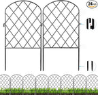 Decorative Garden Fence 24 Pack,24 Ft (L) X 24 in (H) Black Mesh Rustproof Metal Fence, Animal Barrier Fence for Small Dog, Border Folding Patio Fences,Outdoor Flower Bed Landscape Decor