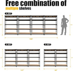 PrimeZone 8 Pack Heavy Duty Storage Shelves - 47" W x 18" D x 71" H 5 Tier Adjustable Garage Storage Shelving, Metal Storage Utility Rack Shelf Unit for Warehouse Pantry Closet Kitchen, Black