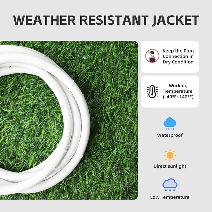 15 FT 12 Gauge Extension Cord Outdoor, Heavy Duty Weatherproof & Flame Retardant Black 3 Prong Power Cord, Outside for Garden & Lawn, 15 Amps 1875 Watts 125 VAC 12AWG SJTW, UL Listed