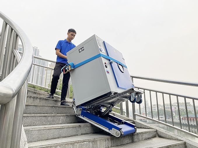 CT420SC Electric Heavy Duty Stair Climbing Hand Truck Dolly, 925 lbs Capacity with Support Wheels and 2 Motors, AutomaticTrack Stair Climbing Dolly for Heavy Duty Material Handling
