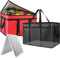 2PK XXXL Insulated Food Delivery Bag with Baseboard — Large Capacity Bag Keeps Food Hot/Cold, Reusable Thermal Cooler Grocery Bags for Catering & Delivery, Pizza Carrier for Events, Travel, Commercial