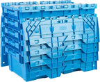 Hudson Exchange 19.6 x 11.6 x 7.3” (3.7 Gallon, 5 Pack) Storage Tote Distribution Container with Hinged Attached Lid, Blue