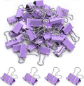 50 Pack Medium Purple Binder Clips 1 Inch (25 mm), Colored Paper Clamps, Middle Size Paper Clips for Office Home School Business 1"