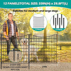 12 Panels No Dig Decorative Garden Fence, 33 in(H) X 27 ft(L) Garden Fencing Animal Barrier, Dogs Rabbits Pets Blocker, Rustproof Metal Decorative Fences for Yard, Outdoor, Patio