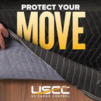 US Cargo Control Moving Blankets 72"x80" 4-Pack, (65 lbs/doz weight), Heavy Duty Packing Blankets for Moving Furniture, Shipping, and Storage, Black Quilted Furniture Pads, MBDELUXE Econo Deluxe