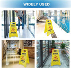 4-Pack Caution Wet Floor Sign, 17.5" Height, Bright Yellow, Double-Sided A-Shaped Frame Design, Bilingual Caution Message