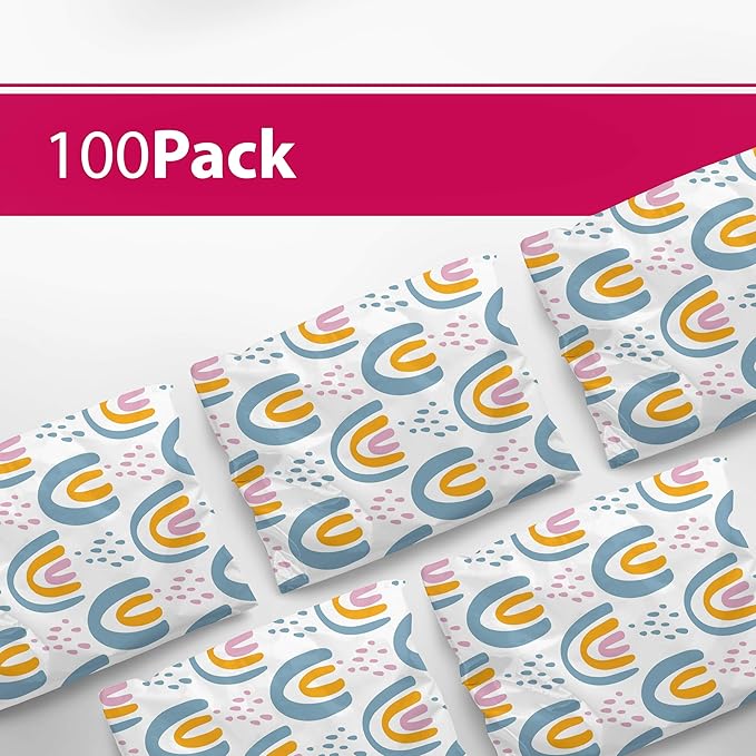 6x9 Poly Mailers – Retro Rainbow Design – Waterproof, Tear-Resistant Shipping Bags with Adhesive Seal – 100 Pack – Package Mint