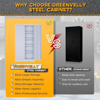 Greenvelly Metal Garage Storage Cabinet with 2 Doors and 4 Adjustable Shelves, 72”H Steel Lockable Storage Cabinet,Tall Metal Cabinet Locking File Cabinet for Office,Home, Garage, Gym, School