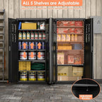 Metal Storage Cabinet with 5 Adjustable Shelves and Pegboard, 71" H×32" W×16" D Garage Storage Cabinet with Lockable Doors for Garage,Office,Home,Gym,School, Lockable File Cabinet, Black