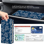 Premium Car Registration and Insurance Card Holder, Cute PU Leather Car Document Holder, Vehicle Glove Box Car Organizer with Magnetic Closure for Driver License, Cards Navy Turtle Starfish