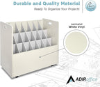 AdirOffice Adir Blue Print Storage Organizer - Mobile Roll File Cart, Construction Plan Holders, Blueprint Cabinet with Wheels, Roll Files Storage for Office and Home (21 Slots, White)