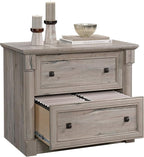 Sauder Palladia 2 Drawer File Cabinet, Lateral Filing Cabinets for Home Office, Hanging File Folders Organizer, Interlocking Drawers, in Split Oak Finish