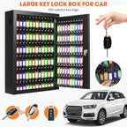 150 Keys Cabinet Organizer Wall Mount, Heavy Duty Key Lock Box with Key Hooks & 150 Tags Key Labels, Security Lockbox for Valets, Hotels, Car, Office Key Management & Storage