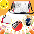 Aluminum Metal Clipboard with Detachable Adjustable Shoulder Strap A4 Double Clip Board Stainless Hangable w/Pen Holder Letter 9" x 12.6" for School Office Business Factory (Red-with Strap, A4)