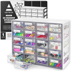 ARTEZA 20 Drawer Organizer and Storage Cabinet – Clear Plastic, Stackable Drawers for Makeup, Crafts, Sewing, Office Supplies, Small Parts & Tools