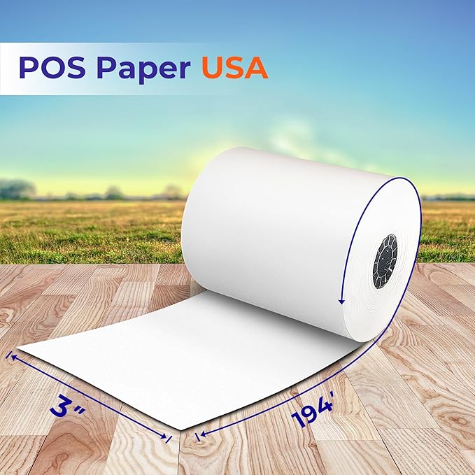 3" x 194' 1-Ply Bond Paper (50 Rolls/Case) - BPA Free