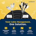 PROTECTO Heavy Duty Dog & Cat Cord Protector 10ft Long Sleeve, Easy-to-Use 1/2 in Cord Cover for Pet, Odorless Black Color, No Chew Solution for Power, Audio & Video Wire Tubing, Fits 6-8 Cables