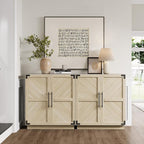 SICOTAS Sideboard Buffet Cabinet with Storage - Modern Farmhouse Credenza with Doors and Adjustable Shelves Fluted Kitchen Buffet Storage Cabinets Coffee Bar Cabinet