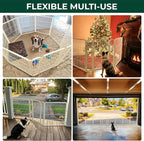 FXW Dog Gate Extra Wide Designed for Indoor Use, Adjustable Width Up to 83-inch Wide (32" H 3 Wire Panels for Small and Medium Dogs), White