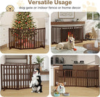 30" Height Tall Freestanding Pet Gate, Solid Wood Folding Safety Fence Wooden Dog Gate with 2 PCs Support Feet Ideal for Stairs, Doorways, Halls, Kitchens, Heavy Duty Gates, 4 Panels, Walnut