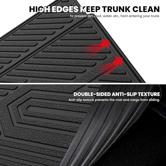 LASFIT Trunk Mat & Backrest Mats for Rivian R1S 2026 2025 2024 2023 2022, All Weather TPE Custom Fit Cargo Liner for R1S Cargo Mat, Black, Easy to Clean