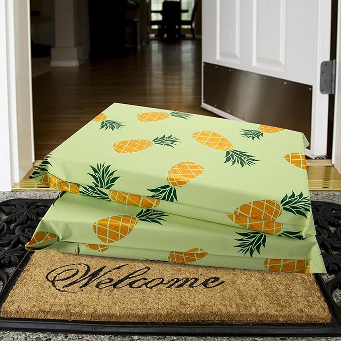 Poly Mailers 10x13 Inch 100 Pcs - Pineapple printed Shipping Bags, 2.4mil Thickness, Waterproof and Tear Resistant Mailing Envelopes, Self-Sealing Packaging Bags for Small Business
