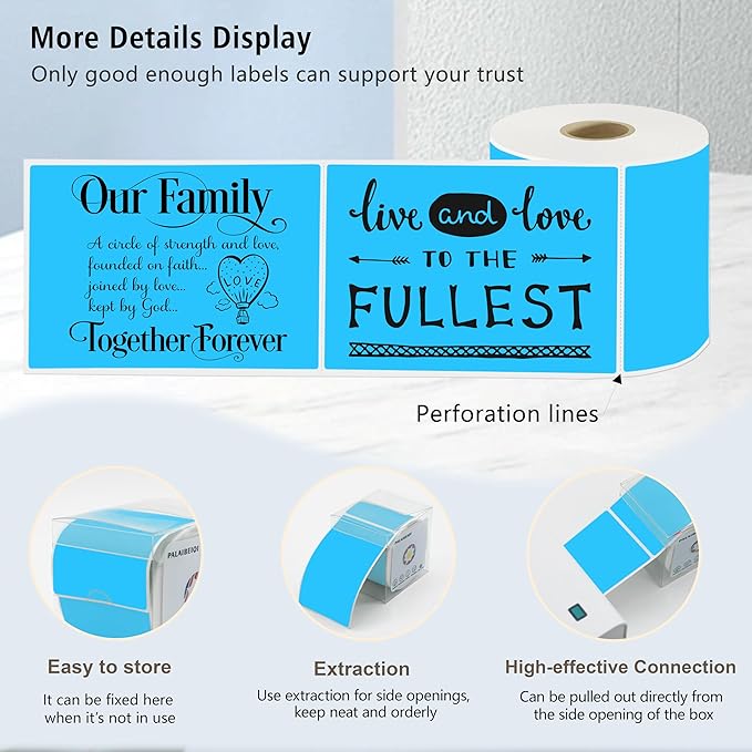 3x5 Inch Thermal Label Stickers,300Pcs Waterproof Rectangle Labels for Storage Bins,Moving Boxes,Address & Inventory Organization,Small Business Labeling,Sky Blue
