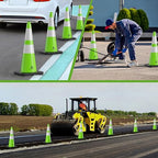 RoadHero 8 Pack Traffic Safety Cones 28 Inch with Black Weighted Base, Plastic PVC Lime Green Cone with Reflective Collar, Cones for Parking Lot, Construction Events, Road Safety
