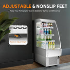WILPREP Commercial Display Refrigerator, 24" Open Air Merchandiser with 8.1 cu. ft. Volume LED Lighting Night Curtain, Grab and Go Display Refrigerator Showcase for Store Cafe Bar Shop