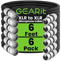 GEARit XLR Male to Female Microphone Cable (6 Feet, 6-Pack) 3-Pin Balanced Shielded Mixer, Recording Studio, Podcast - Black