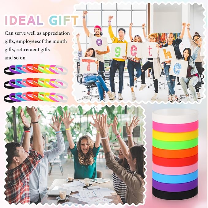 Liliful 100 Pcs Silicone Rubber Wristbands Rubber Wristband Bracelet Bands for Silicone Wristbands for Women Men(Colorful)