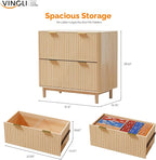 VINGLI 2 Drawer File Cabinet, Home Office Filing Organizer, for Letter Legal A4 Size File Folder Storage, Modern Style Fluted Design, Wood Lateral Filing Cabinet, Printer Stand, Archivador (Oak)
