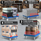 Heavy Duty Platform Truck Cart with Brake Wheels & Foldable Fences 1300lbs Capacity Flatbed Cart for Moving and Transport 36"x24" Moving Dolly for Warehouse/Industrial/Home, Blue