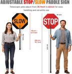 2 Pack Stop Slow Sign 18 x 18 Inches with 66" Telescopic Handle, Double Sided Handheld Stop/Slow Paddle Sign, Adjustable Reflective Aluminum Traffic Signs with Engineer Grade Film for Road Street