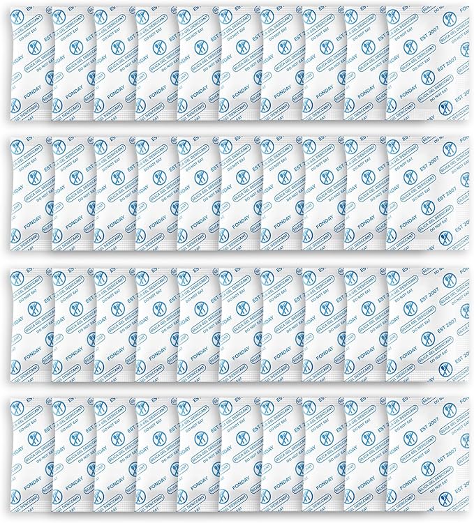 5g x 40 Packs Fonday Food Grade Silica Gel Desiccants Packs Moisture Absorbers Dehumidifier for Food Storage, Electronics, 3D Filament & Safes