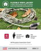 Iron Forge Cable Camo Outdoor Extension Cord 25 ft, 16/3 SJTW 25 Foot Camoflauge Exterior Extension Cord 3 Prong, Weatherproof Heavy Duty Power Cable for Outside, Deck, Landscaping, Lawn & Hunting