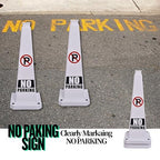 BESEA No Parking Cone 3 Pack, 28" No Parking Sign Cone with Weighted Base, White 4-Sided “ NO Parking” Warning Cone for Driveways Business Parking Lots Garages Indoor/Outdoor